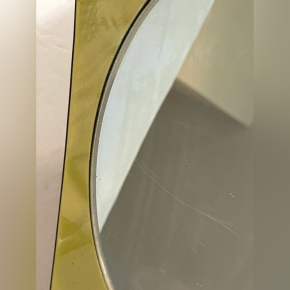 Vintage Beveled Vanity Hand Mirror Yellow Celluloid Art Deco Victorian - Picture 4 of 8